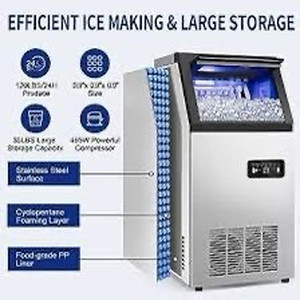 lot 31058 image: Commercial Ice Maker Machine 120Lbs24H with 35Lbs Ice Capacity, 45Pcs Clear Ice Cubes Ready in 11-20Mins, Stainless Steel Under Counter Freestanding Large Ice Machine, 2 Water Inlet Modes