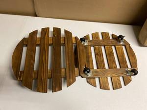 lot 31075 image: 2pcs Wooden Rolling Plant Stand with Wheels, 16 Inch Round Plant Dolly Rollers Rack 200 Lbs Heavy Duty Plant Base Holder Caddy with Metal Lockable Casters for Large Flower pots Indoor Outdoor Patio