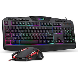 lot 31077 image: Redragon S101 Wired Gaming Keyboard and Mouse Combo RGB Backlit Gaming Keyboard with Multimedia Keys Wrist Rest and Red Backlit Gaming Mouse 3200 DPI for Windows PC Gamers (Black)