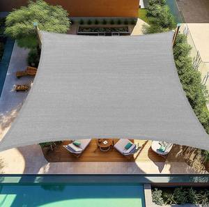 lot 31090 image: 7x13 Sun Shade Sail Rectangle Canopy Sail Sunshade UV Block for Patio Yard Backyard Light Grey