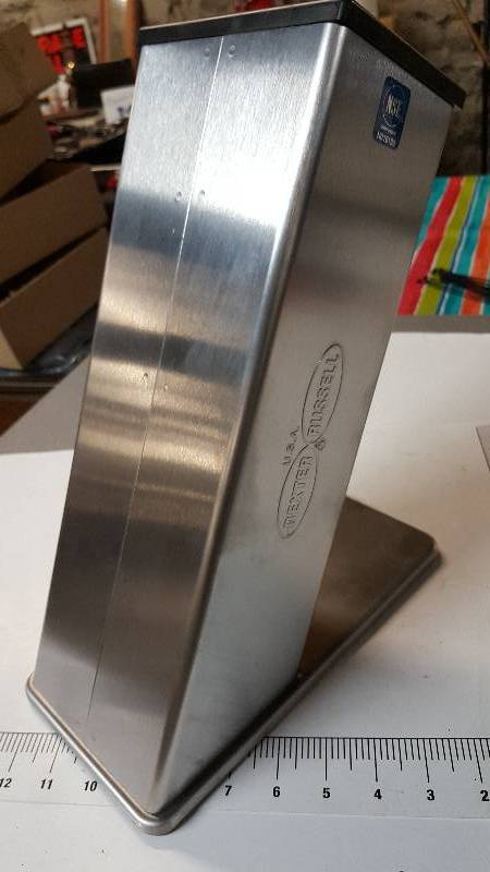 lot 7076 image: Its new and stainless is this counter top knife or cleaver holder