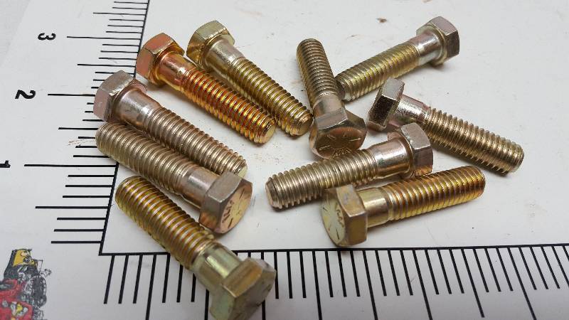 lot 6930-4 image: Package of 10 new Grade 8 hex head 38 -16 coarse thread 1-12 grip bolts