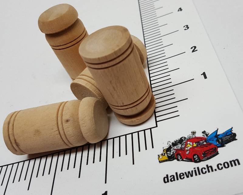 lot 7417 image: Package of 4 Woodworks Ltd. products Birch wood barrels or milk cans for the wood furniture makers