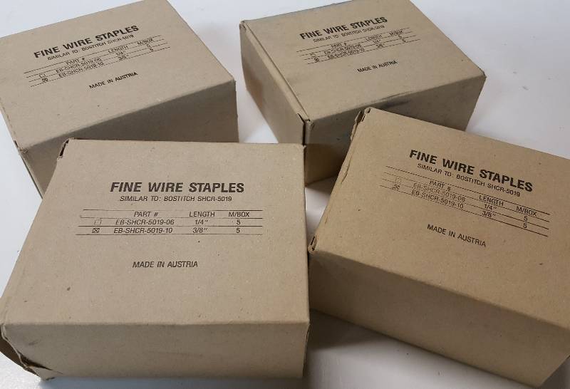 lot 7431-3 image: 4 boxes of 5,000 (20,000 total) Fine Wire Staples 38 X 38 product # SHCR-5019