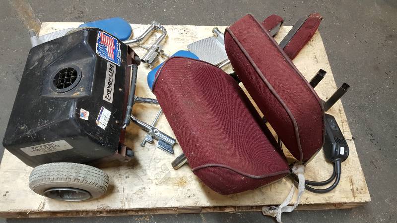 lot 6582 image: Skid of parts from a PaceSaver Plus handicap scooter.  Got to be something here you can use if youre repairing