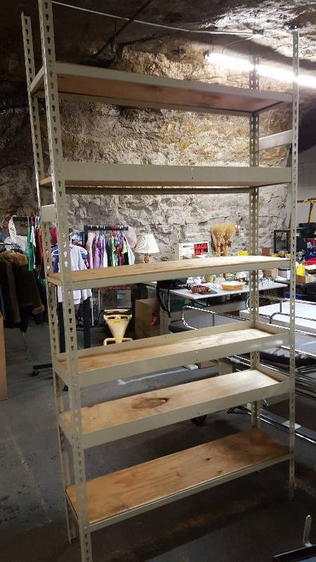 lot 6548 image: 8 feet tall complete adjustable real heavy duty (NOT K Mart brand here) shelving units 48 wide and 12 deep