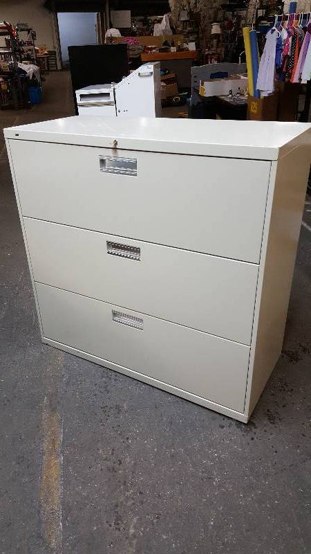 lot 6557 image: Another 4 drawer lateral horizontal filing cabinet All metal in beautiful shape