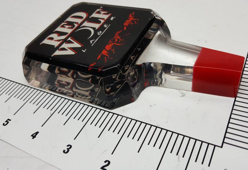 lot 6866 image: New Red Wolf Lager beer cool acrylic tap handle or Rat Rod gear shifter 6 tall 38