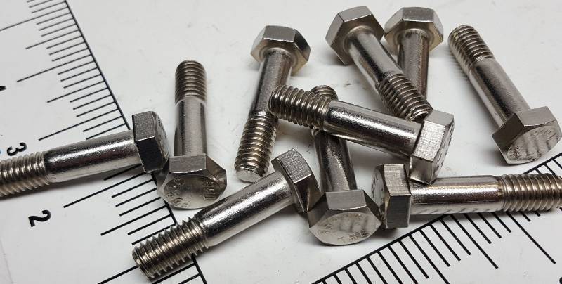 lot 6940 image: Package of 10 new Stainless Steel hex head 38 -16 coarse thread ASTM F593C 1-58 grip bolts