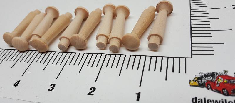 lot 7416 image: Package of 10 Woodworks Ltd. product # HP6 Birch  1-34 Mini Shaker Pegs for the wood furniture makers