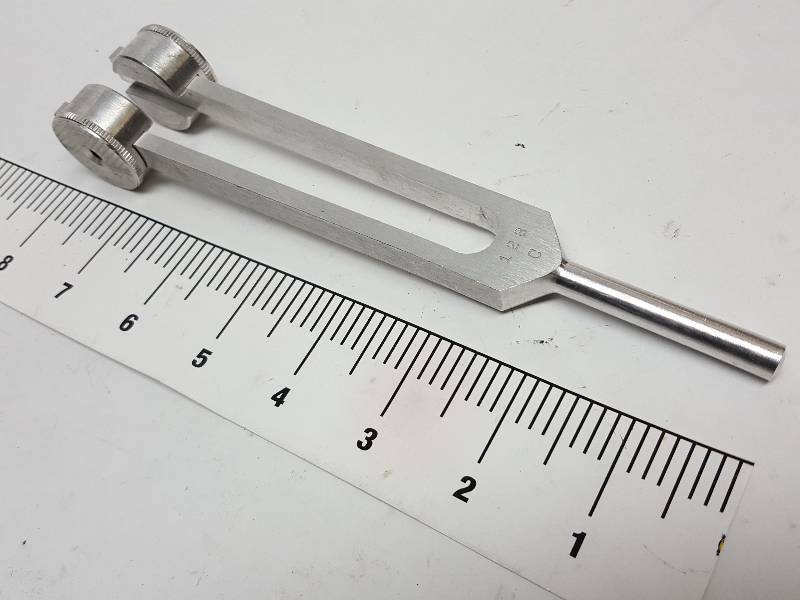 lot 8492 image: Prestige Medical Tuning Fork 128 hz Sound 128 FREQUENCY TUNING FORK With adjustable WEIGHTS