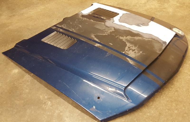 lot 6529 image: 2010-2014 Mustang GT500 style Fiberglass A53KR Ram Air Hood (also fits 2013-2014 V6GT) by Trufiber needed paint work was never picked up from the body shop