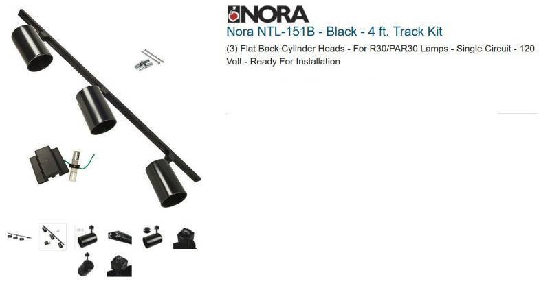 lot 6651-2 image: Another Nora Brand Black 4 foot lighting track kit with components still in packaging