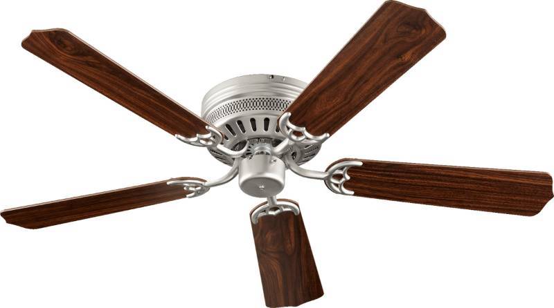 lot 6468 image: New in the box Quorum 11525-65 Custom Hugger 52 inch Satin Nickel Ceiling Fan