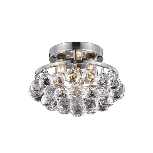 lot 6470 image: New in the box Elegant Lighting 9805F10CRC Corona Collection 3-Light Flush Mount with Royal Cut Crystals, Chrome Finish