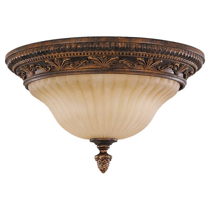 lot 6471 image: New in the box Feiss FM253ATS 2-Bulb Flush Mount Wall Sconce, Aged Tortoise Shell Finish