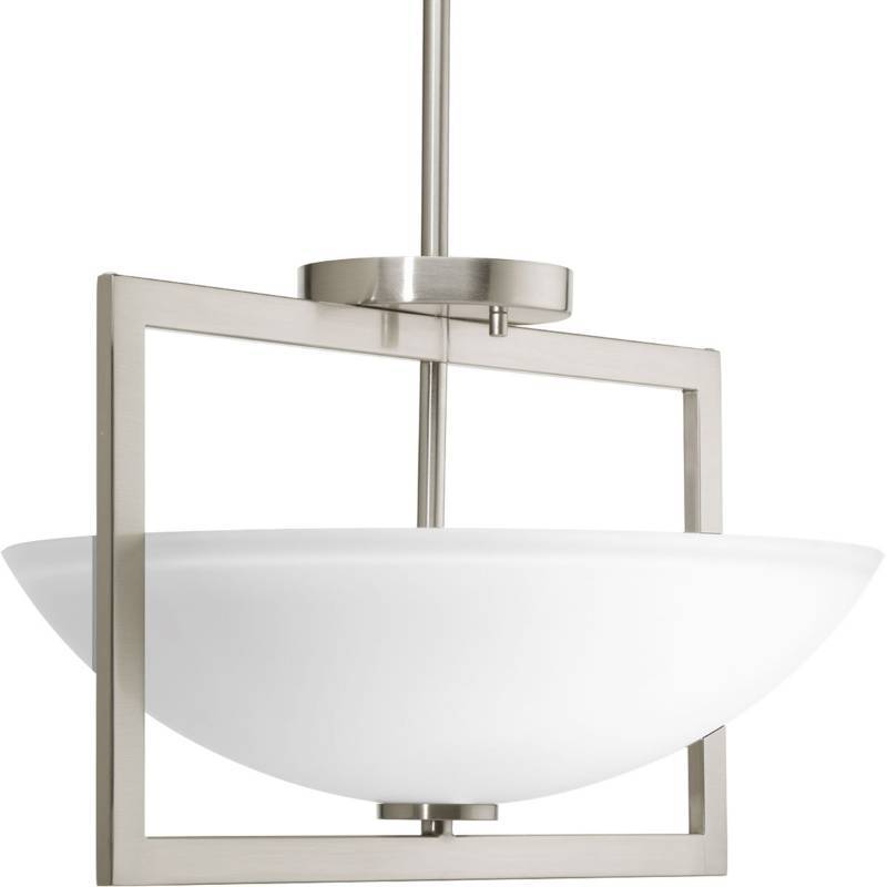 lot 6473 image: New in the box Progress P3558-09 Harmony 3 Light 15 inch Brushed Nickel Semi-Flush Convertible Ceiling Light