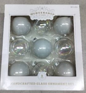 lot 3777 image: Wonder Shop WhiteSilver Ornaments 9 Count