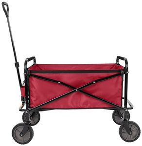 lot 3802 image: Amazon Basics Collapsible Folding Outdoor Utility Wagon with Cover Bag, Red