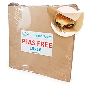 lot 3807 image: IDL Packaging 15 x 16 PFAS-Free Grease-Proof Paper Sheets, Pack of 1000, Natural Kraft - Microwave Safe Food Tray Liners - Grease-Absorbing Wrapping for Sandwiches, Cheeses, Hamburgers, etc.