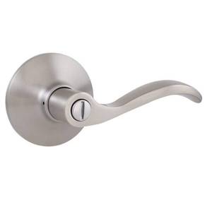 lot 3869 image: Defiant Naples Satin Nickel BedBath Privacy Door Handle