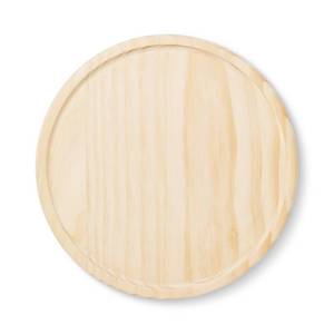 lot 5634 image: DIY Wood Shaped Round Tray Base Unfinished Craft Kit - Mondo Llama- Set of 4