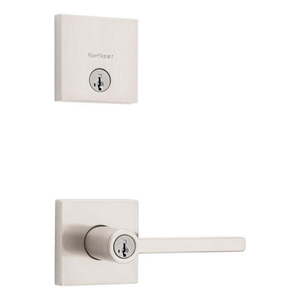 lot 1639 image: Kwikset Halifax Satin Nickel Zinc Lever and Single Cylinder Deadbolt