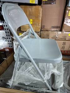 lot 1584 image: 4pk Gray Metal Folding Chairs