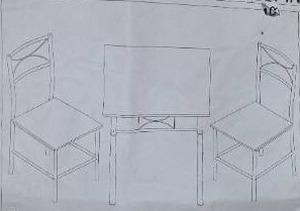 lot 5578 image: Dining Table With 2 Chairs
