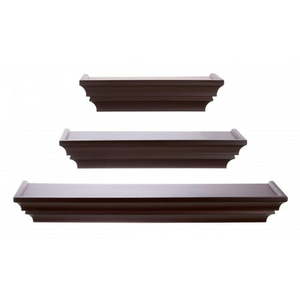 lot 5601 image: kieragrace KG Madison Contoured Floating Wall Shelf - Espresso 12 16 24 Set of 3