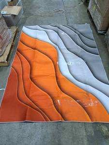 lot 5618 image: 82in x 61in Reversible Rug. Orange And Gray WavesFloral Design