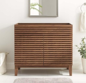 lot 5557 image: Modway Render 36 Bathroom Vanity Cabinet in Walnut - Sink Basin Not Included Retail&nbsp$223.99