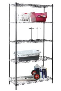 lot 3847 image: 5 Tier Wire Shelving Rack Black