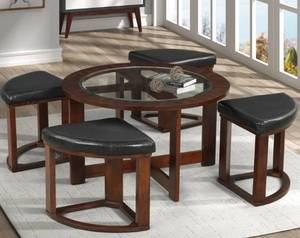lot 2412 image: Round Hill Furniture Backless Stools 3337S (4 Pack) (stools only, table not included)