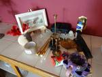 Lot of pictures, candles, candle holders, misc.