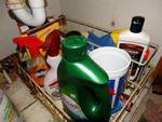 Lot of various cleaning supplies.