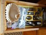 Lot of silverware, coffee filters, misc.