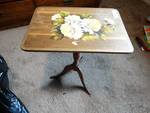Vintage fold top wood table w/ floral design