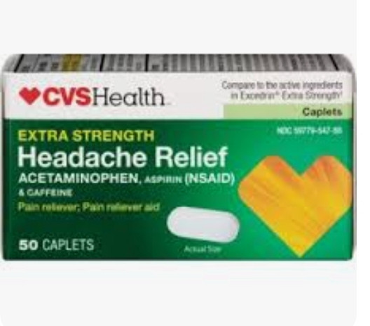 lot 540181 image: CVS Health Extra Strength Headache Relief Acetaminophen, Aspirin (NSAID) & Caffeine Caplets