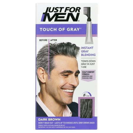 lot 540244 image: Just For Men Touch of Gray Hair Color with Comb Applicator T-45 Dark Brown