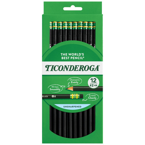 lot 320030 image: Ticonderoga Premium Wood Pencils Unsharpened #2 Lead Black 12 Count