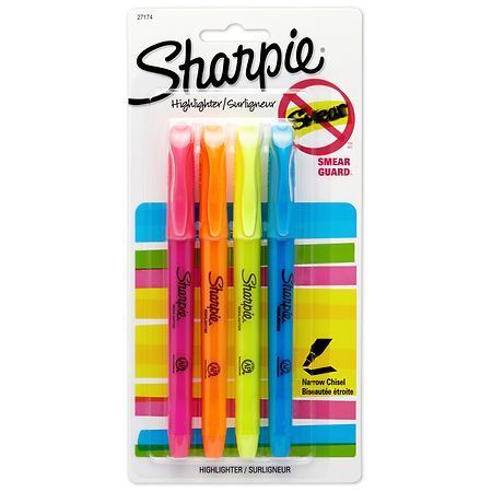 lot 320035 image: Sharpie Pocket Style Highlighters Chisel Tip Assorted 4 Pack
