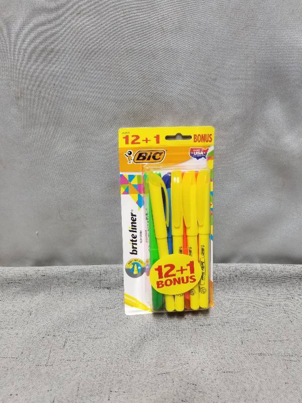 lot 320037 image: Bic 13 Brite Liner Highlighter, Chisel Tip, Assorted Colors,