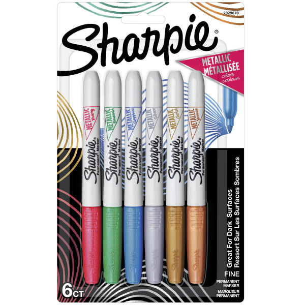 lot 320040 image: Sharpie 6pk Permanent Markers Fine Tip Metallic Multicolored