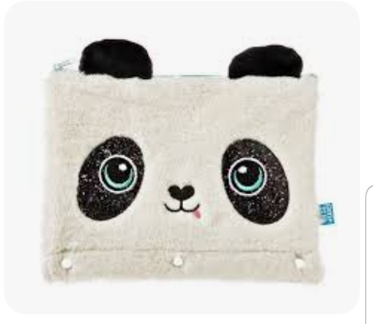 lot 320087 image: PenGear Fuzzy Zipper Pencil Case 3 Ring Binder Pouch Panda