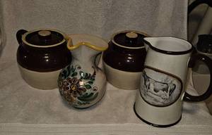 lot 100 image: pitchers and vintage bean pots