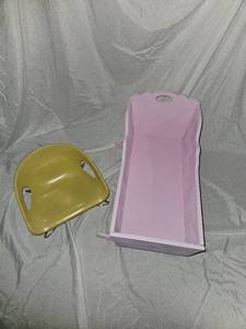 lot 110 image: Vintage handmade doll bed and chair