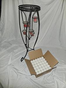 lot 112 image: Partylite metal votive holder and off brand candles
