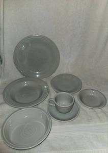 lot 160 image: Light gray Fiestaware 7 piece