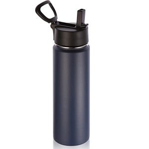 Aspire 25 oz. 750ml Single Walled Stainless Steel Water Bottle with Straw  Lid